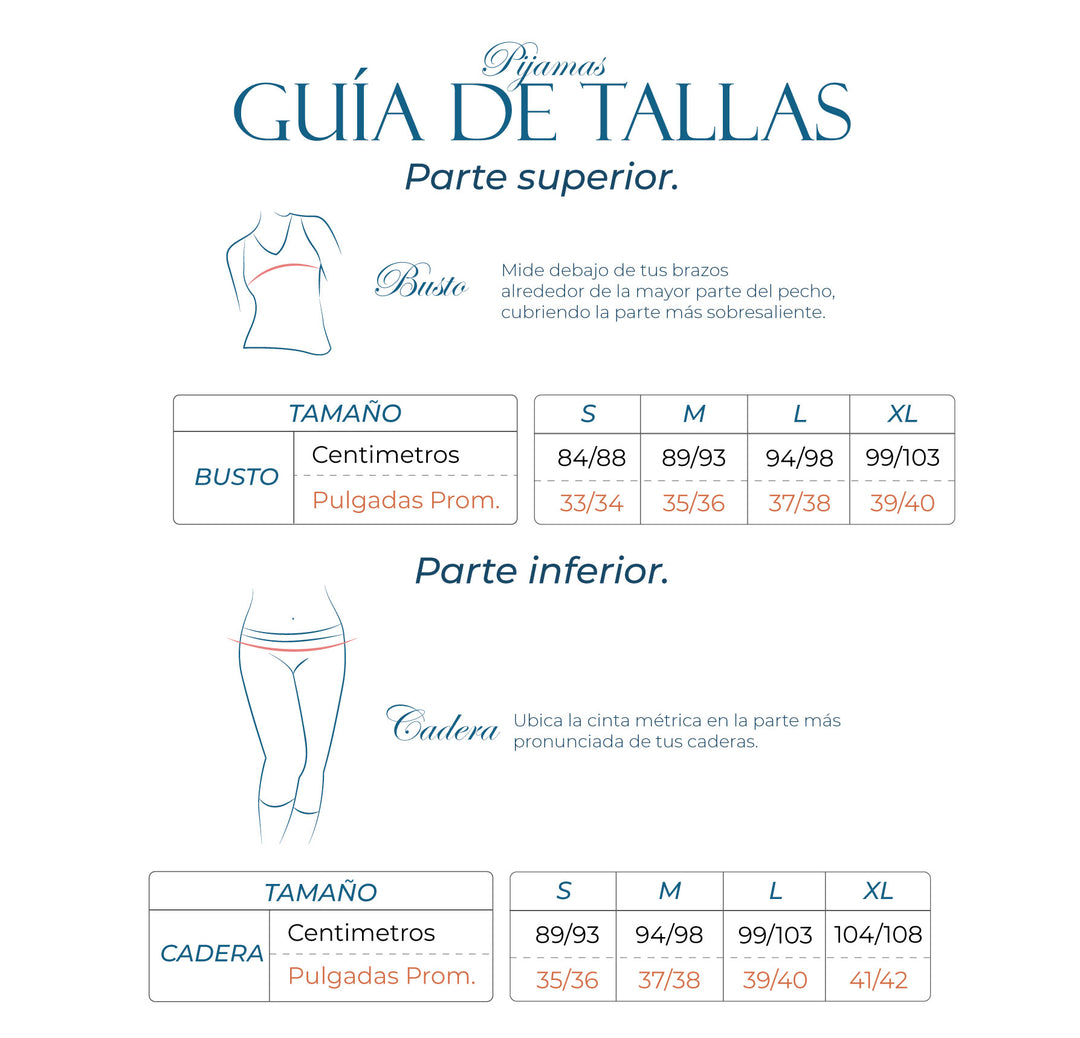 Guía de tallas Vanessa pijamas